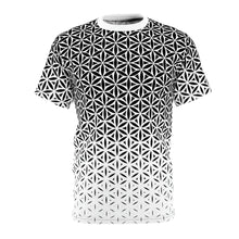 Load image into Gallery viewer, Flower Of Life Geo Gradient AOP Crew Black &amp; White