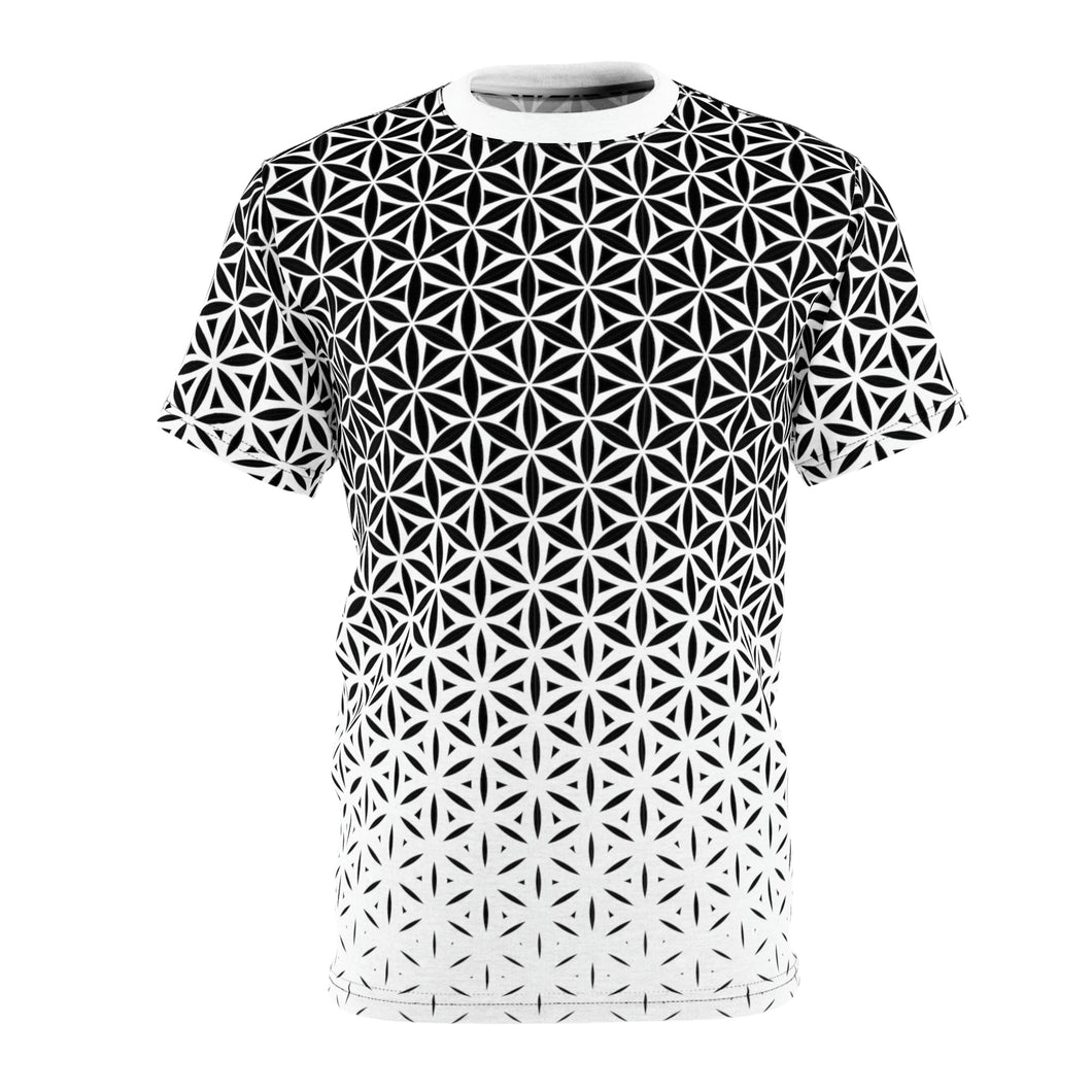 Flower Of Life Geo Gradient AOP Crew Black & White