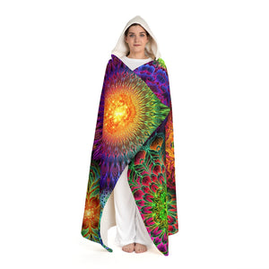 Chromatic Bloom Hooded Sherpa Fleece Blanket