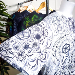 "Elements Sacred Geometry" V2 White AOP Crew - Yantrat Design