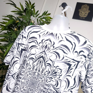 Tibetan Ornament White AOP Crew - Yantrat Design