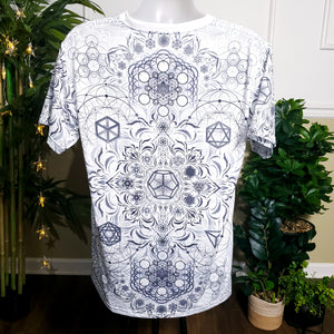 "Elements Sacred Geometry" V2 White AOP Crew - Yantrat Design