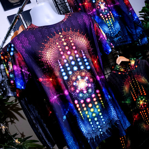 Sacred Geometry  Rainbow Sublimation AOP Crew - Yantrat Design
