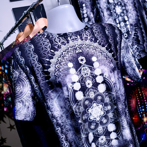 Sacred Geometry  Grey/ White Sublimation AOP Crew - Yantrat Design