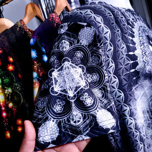 Sacred Geometry  Grey/ White Sublimation AOP Crew - Yantrat Design