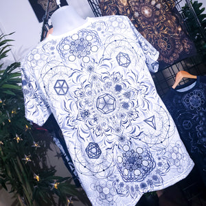 "Elements Sacred Geometry" V2 White AOP Crew - Yantrat Design
