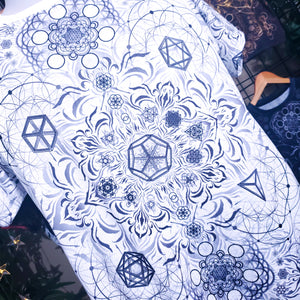 "Elements Sacred Geometry" V2 White AOP Crew - Yantrat Design