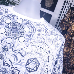 "Elements Sacred Geometry" V2 White AOP Crew - Yantrat Design