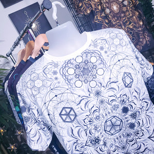 "Elements Sacred Geometry" V2 White AOP Crew - Yantrat Design