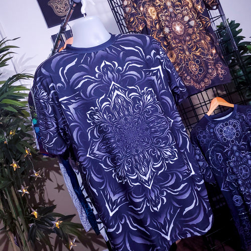 Tibetan Ornament Geometric V1 Black AOP Crew - Yantrat Design