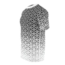 Load image into Gallery viewer, Flower Of Life Geo Gradient AOP Crew Black &amp; White