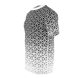 Flower Of Life Geo Gradient AOP Crew Black & White
