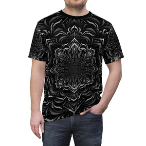 Tibetan Ornament Geometric V1 Black AOP Crew - Yantrat Design