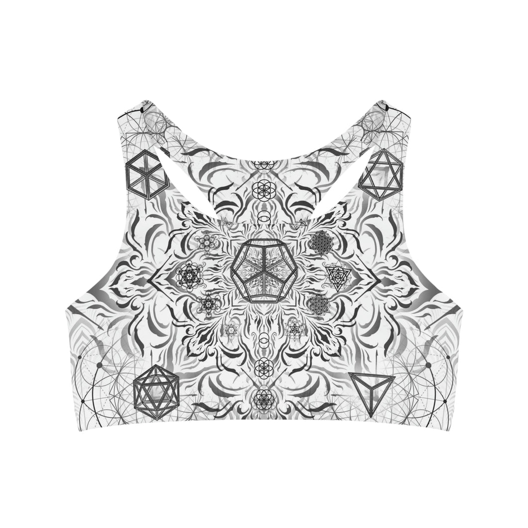 Elements White Sublimation Sports Bra - Yantrart Design