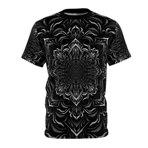 Tibetan Ornament Geometric V1 Black AOP Crew - Yantrat Design