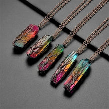 Load image into Gallery viewer, 7 Chakra Rainbow Stone Tree Of Life Pendant Necklace