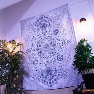 Elements White Digital Tapestry - Yantrart Design