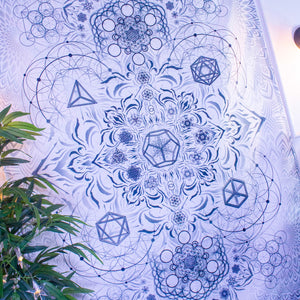 Elements White Digital Tapestry - Yantrart Design