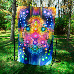 Psychedelic Mandala Rainbow UV Tapestry