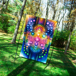 Psychedelic Mandala Rainbow UV Tapestry