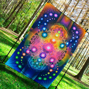 Psychedelic Mandala Rainbow UV Tapestry