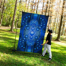 Load image into Gallery viewer, Psychedelic Mandala Blue UV Tapestry