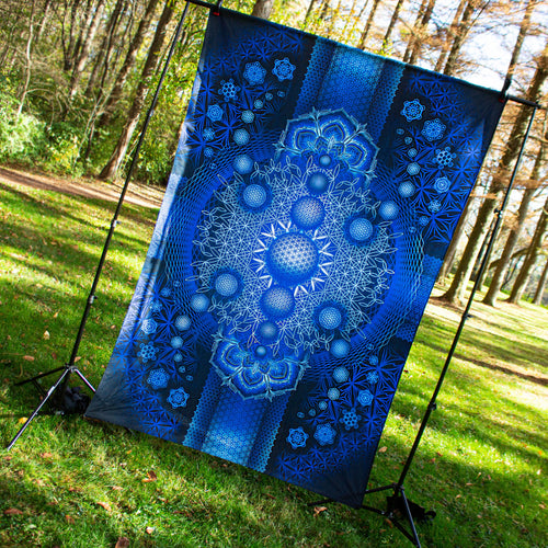 Psychedelic Mandala Blue UV Tapestry