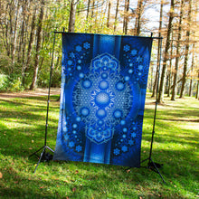 Load image into Gallery viewer, Psychedelic Mandala Blue UV Tapestry
