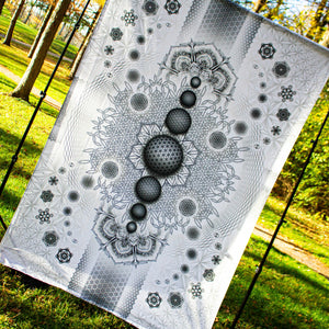 Psychedelic Mandala White Digital Tapestry
