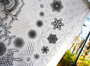 Psychedelic Mandala White Digital Tapestry