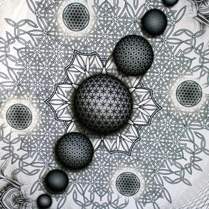 Psychedelic Mandala White Digital Tapestry