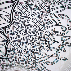 Psychedelic Mandala White Digital Tapestry