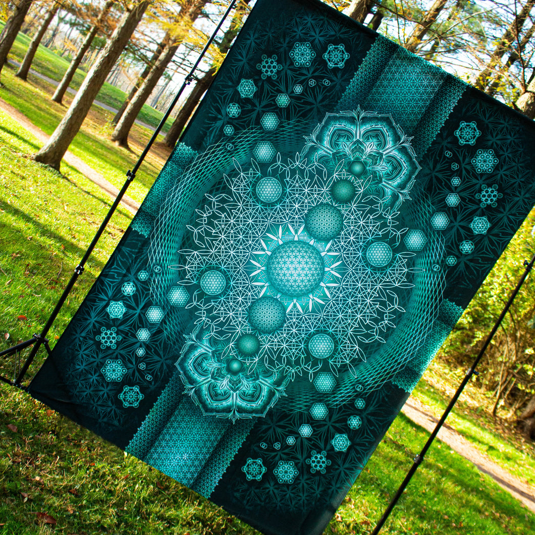 Psychedelic Mandala Green UV Tapestry
