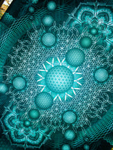 Load image into Gallery viewer, Psychedelic Mandala Green UV Tapestry