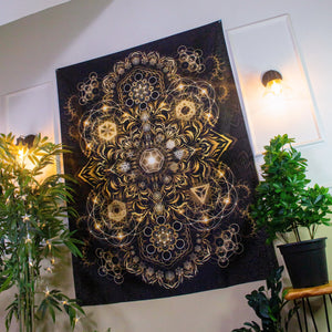 Elements Gold Digital Tapestry - Yantrart Design