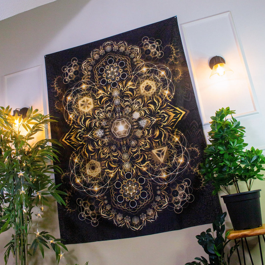 Elements Gold Digital Tapestry - Yantrart Design