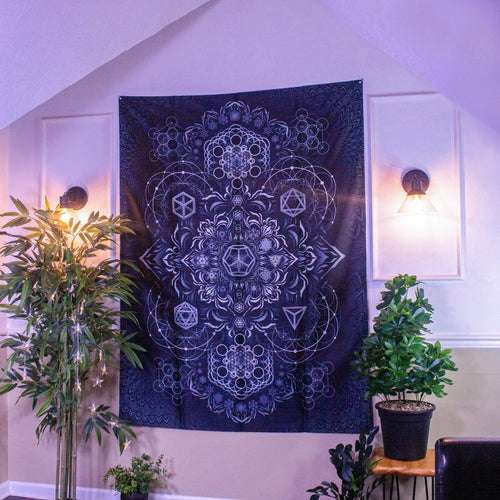 Elements Black Digital Tapestry - Yantrart Design