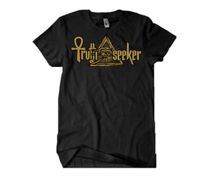 Truth Seeker Gold On Black T-Shirt