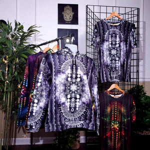 Sacred Geometry Hoodie Grey & White