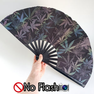 Iridescent 13" in Folding Bamboo Hand Fan Flash-Reflective - 3 Variations