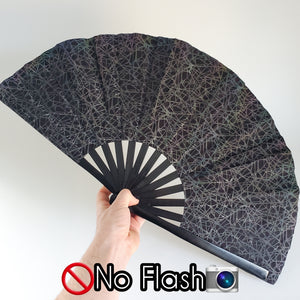 Iridescent 13" in Folding Bamboo Hand Fan Flash-Reflective - 3 Variations
