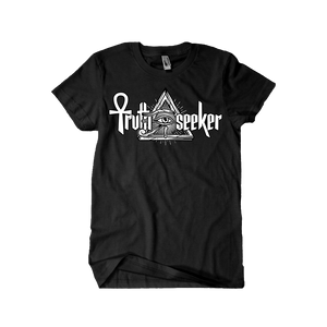Truth Seeker White On Black T-Shirt