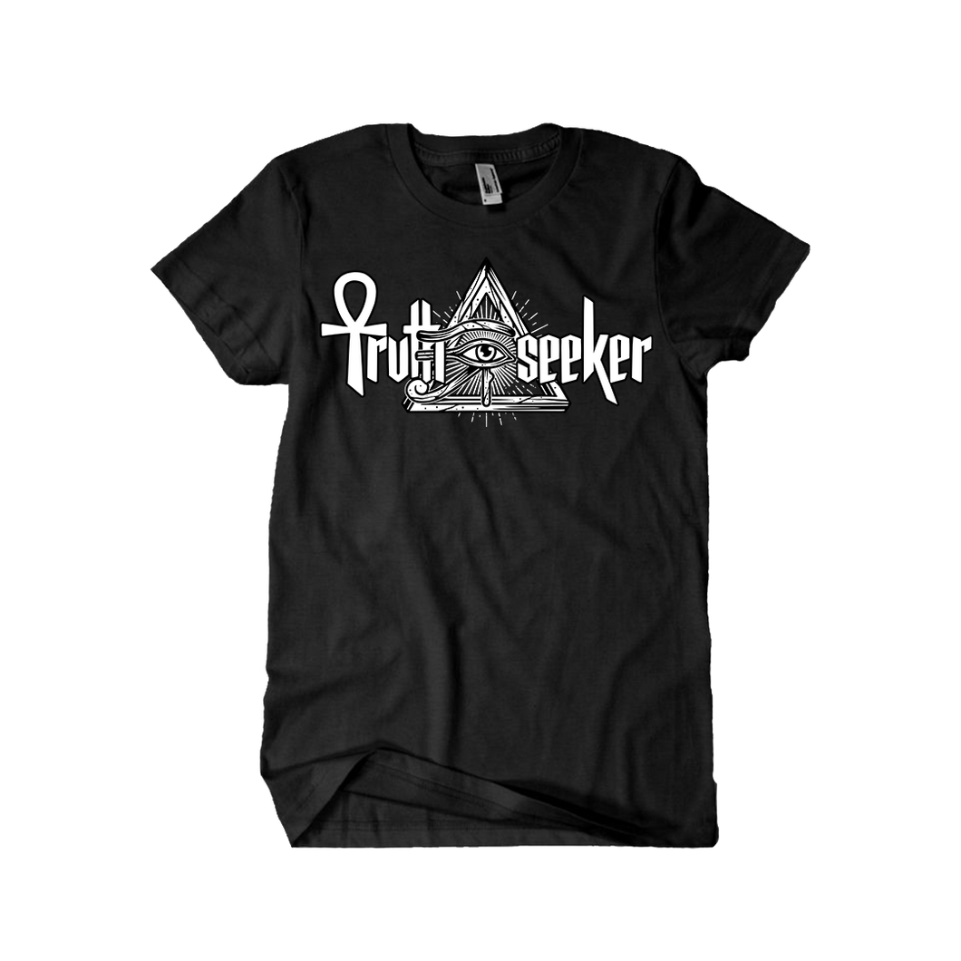 Truth Seeker White On Black T-Shirt