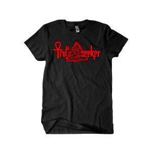 Truth Seeker Red On Black T-Shirt