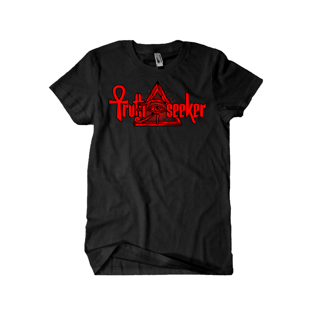 Truth Seeker Red On Black T-Shirt