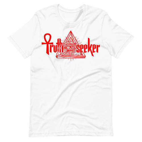 Truth Seeker Red On White T-Shirt
