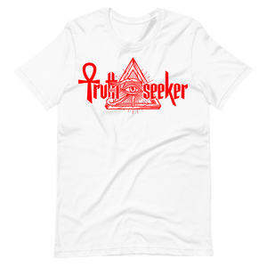 Truth Seeker Red On White T-Shirt