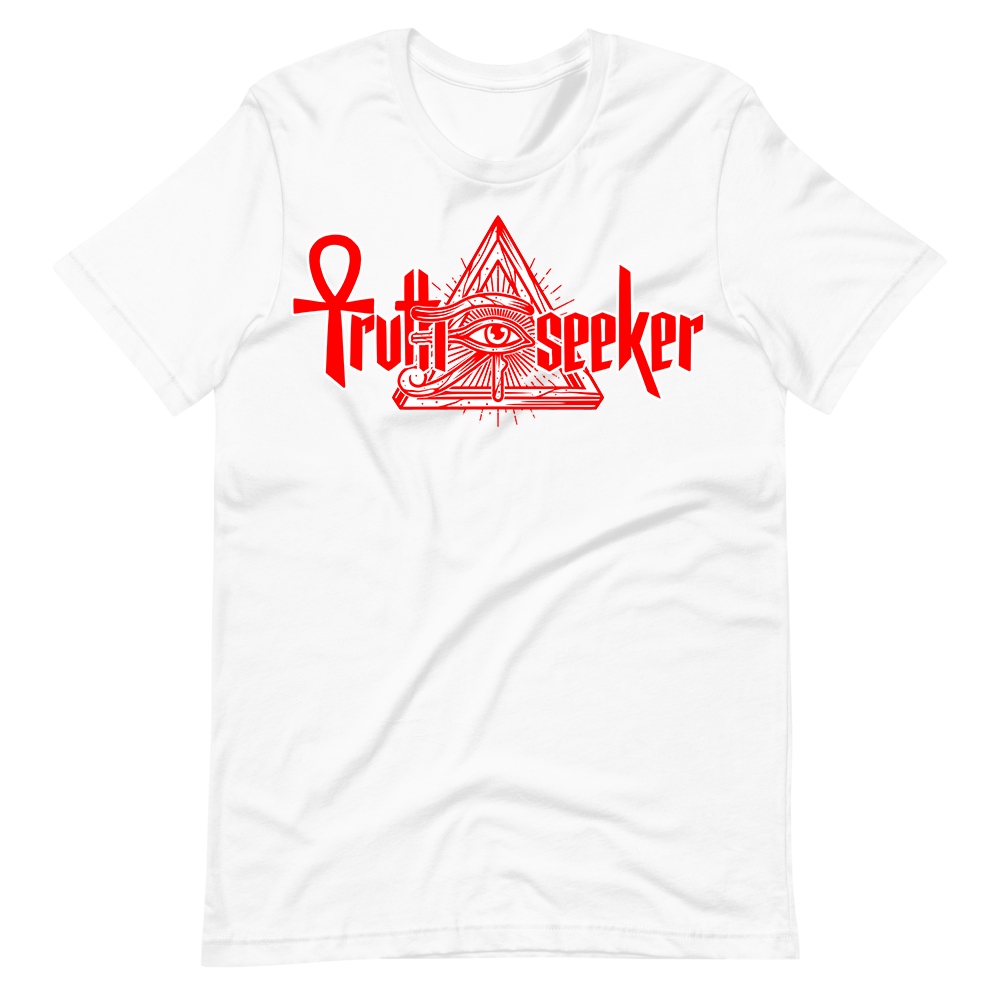 Truth Seeker Red On White T-Shirt