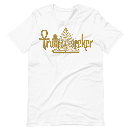 Truth Seeker Gold On White T-Shirt