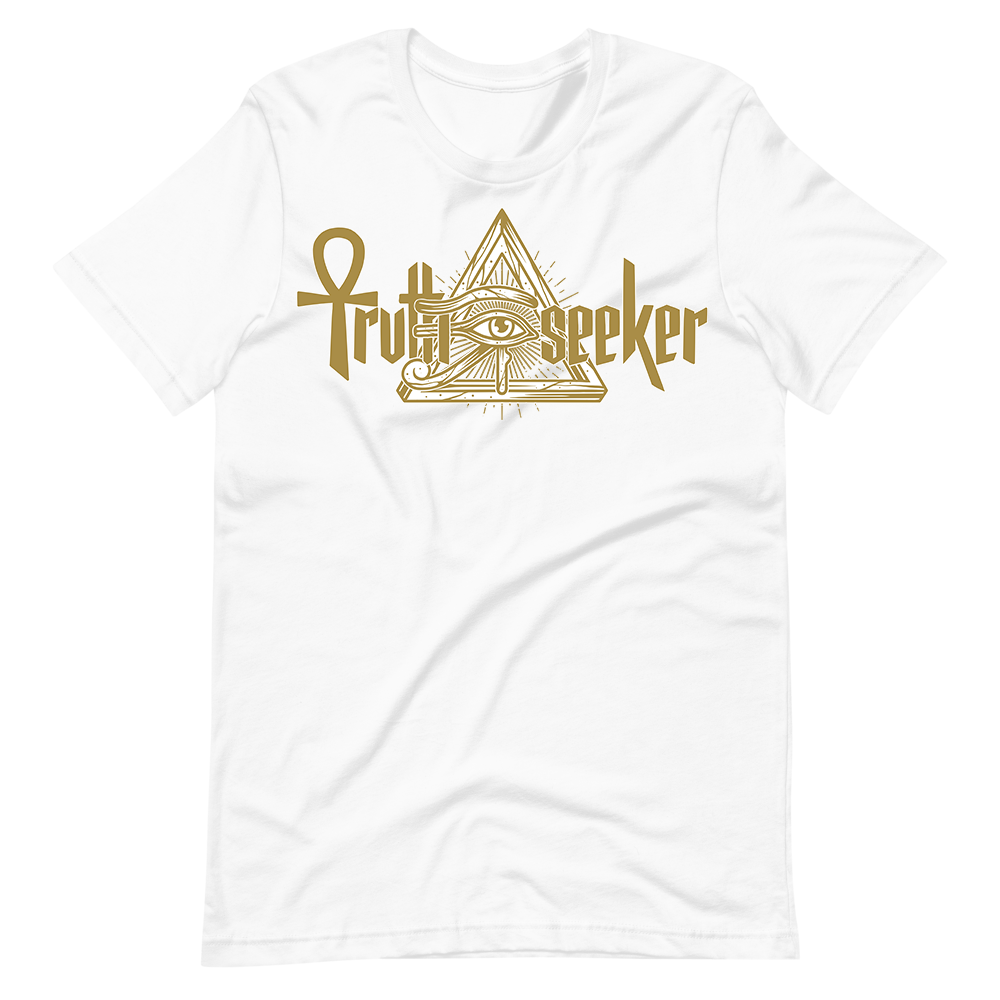 Truth Seeker Gold On White T-Shirt